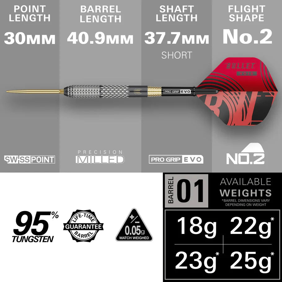 Target Stephen Bunting G5 Void 95% Tungsten Swiss Point Steel Tip Dart Set