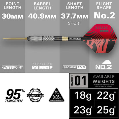 Target Stephen Bunting G5 Void 95% Tungsten Swiss Point Steel Tip Dart Set