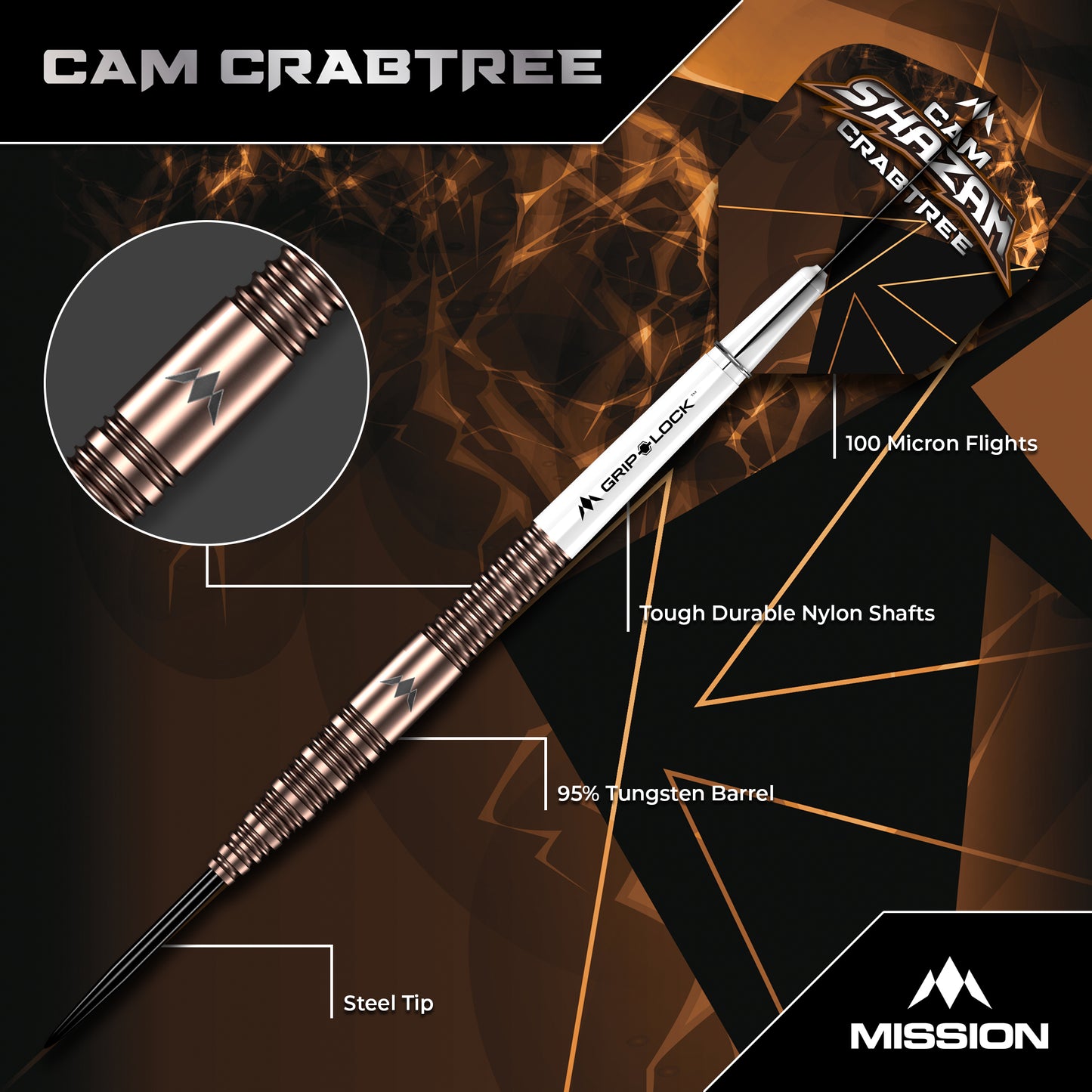 Mission Cam Crabtree V2 95% Tungsten Steel Tip Dart Set