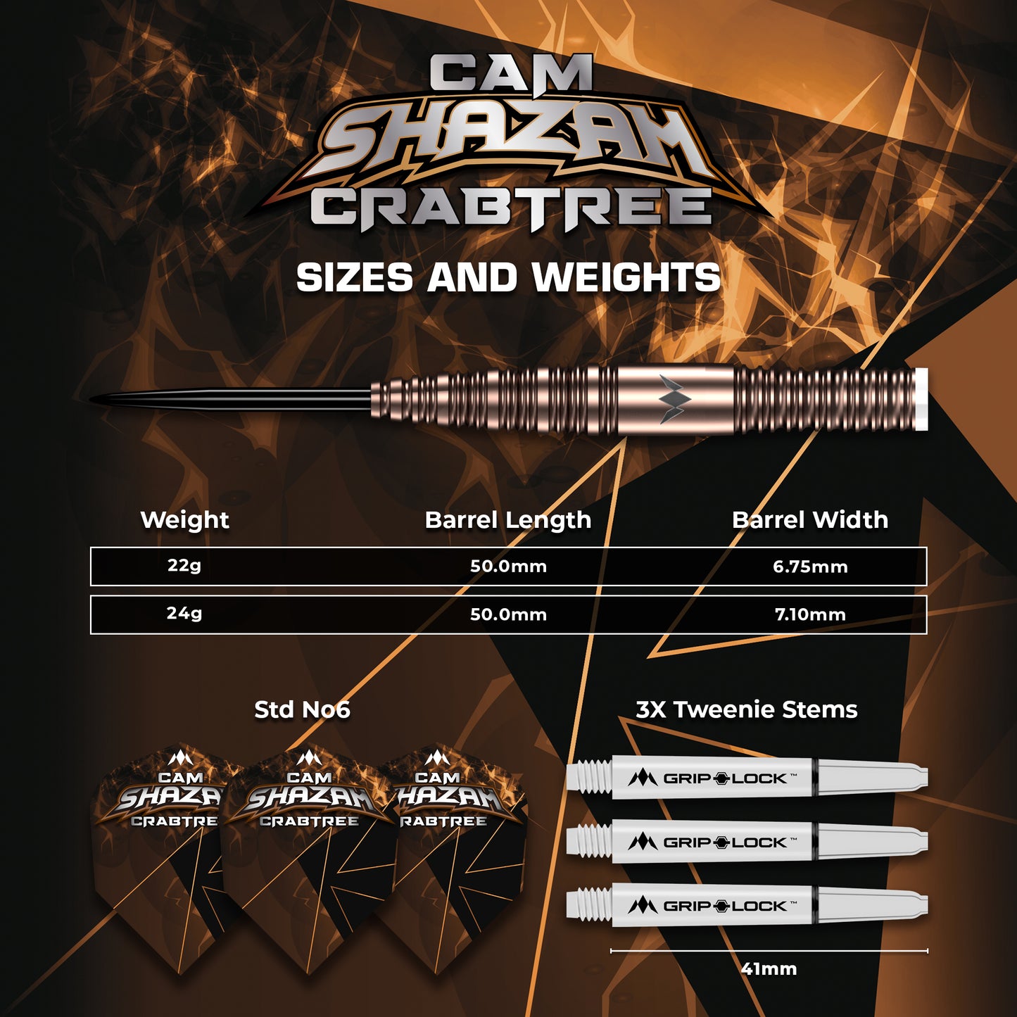 Mission Cam Crabtree V2 95% Tungsten Steel Tip Dart Set