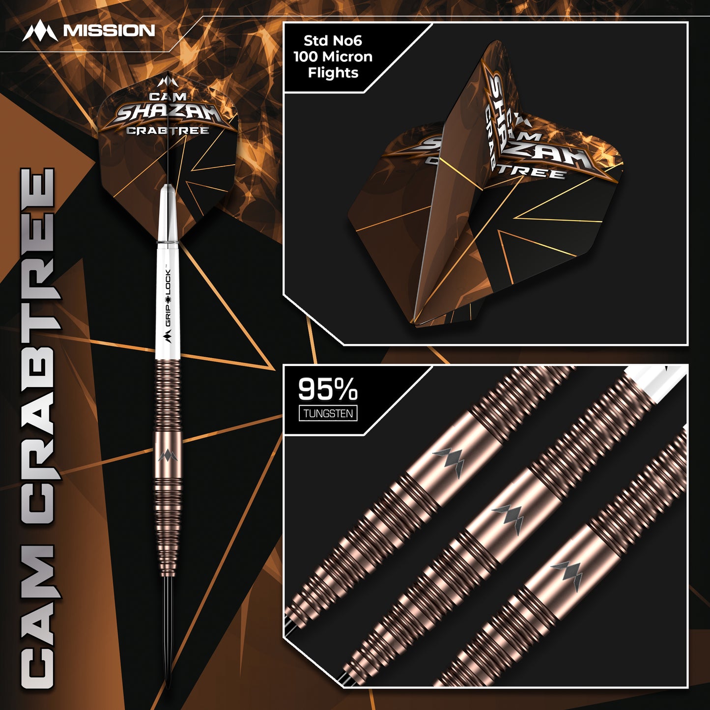 Mission Cam Crabtree V2 95% Tungsten Steel Tip Dart Set