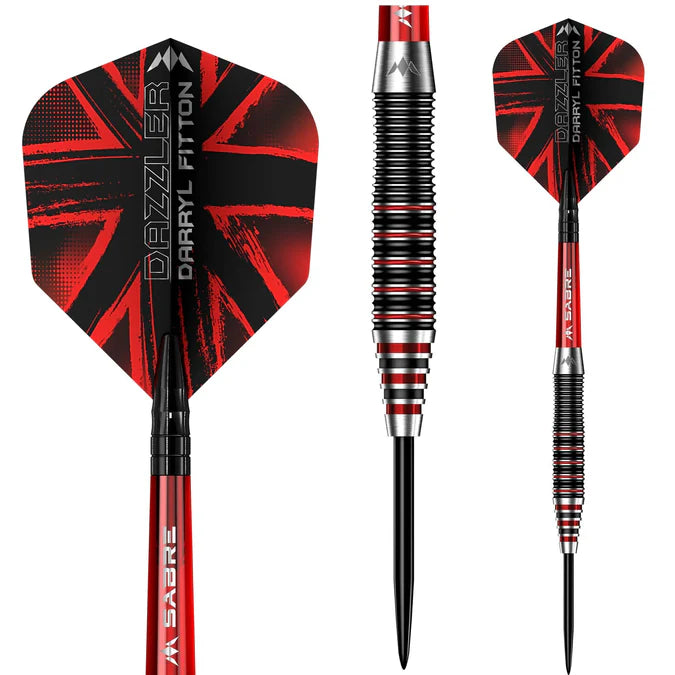 Mission Darryl Fitton Electro Black & Red 95% Tungsten Steel Tip Dart Set