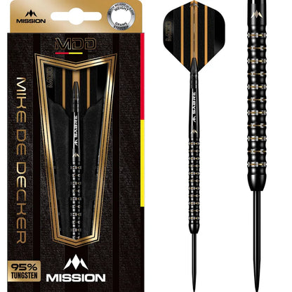 Mission Mike De Decker Black & Gold PVD 95% Tungsten Steel Tip Dart Set