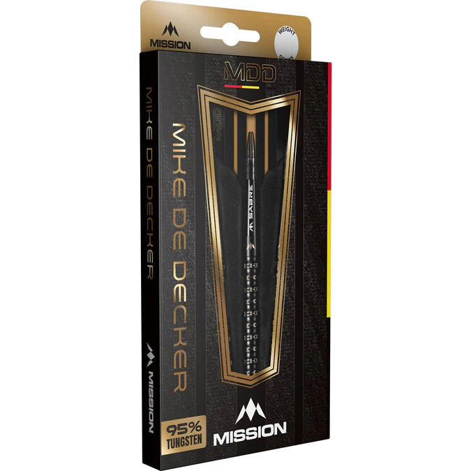 Mission Mike De Decker Black & Gold PVD 95% Tungsten Steel Tip Dart Set