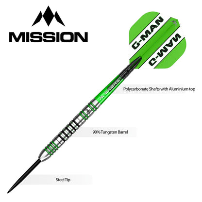 Mission Graham Hall Black & Green 90% Tungsten Steel Tip Dart Set
