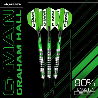 Mission Graham Hall Black & Green 90% Tungsten Steel Tip Dart Set
