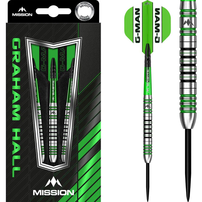 Mission Graham Hall Black & Green 90% Tungsten Steel Tip Dart Set