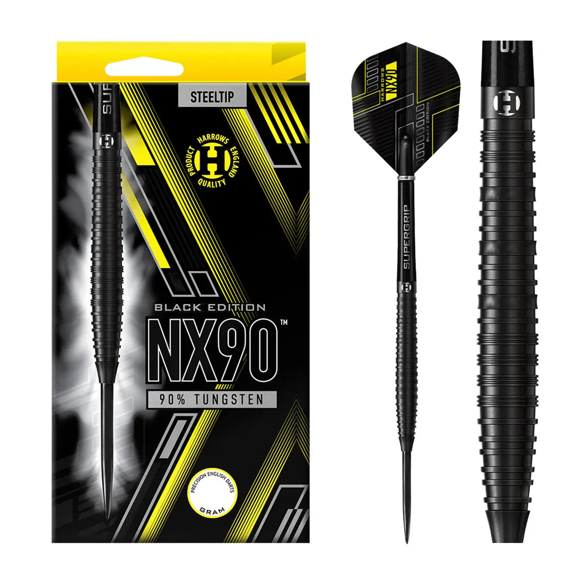 Harrows NX90 (Black Edition) 90% Tungsten Steel Tip Dart Set