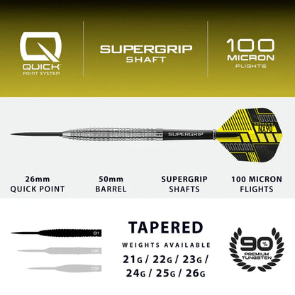 Harrows NX90 Tapered 90% Tungsten Quick Point Steel Tip Dart Set