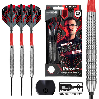 Harrows Damon Heta Natural 90% Tungsten Quick Point Steel Tip Dart Set