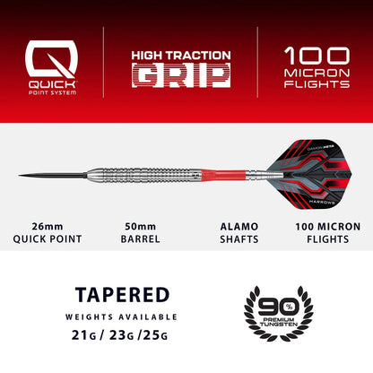 Harrows Damon Heta Natural 90% Tungsten Quick Point Steel Tip Dart Set