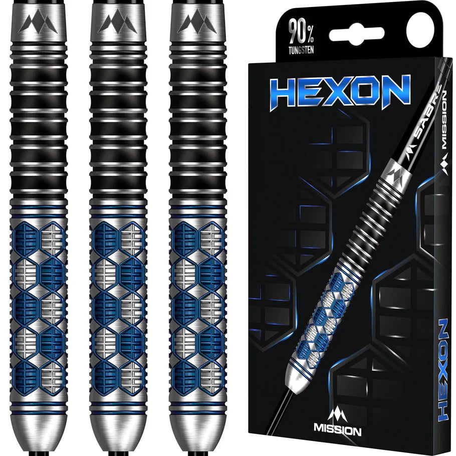 Mission Hexon Blue PVD 90% Tungsten Steel Tip Dart Set
