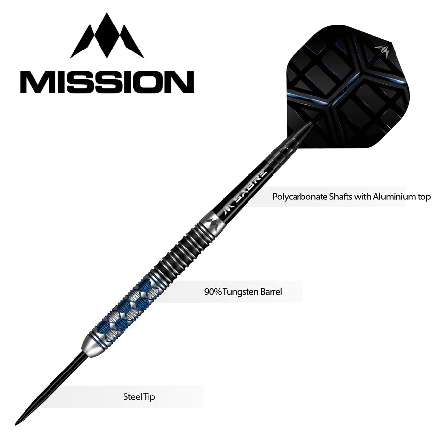Mission Hexon Blue PVD 90% Tungsten Steel Tip Dart Set