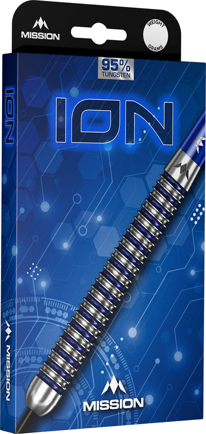 Mission ION Blue & Silver 95% Tungsten Steel Tip Dart Set