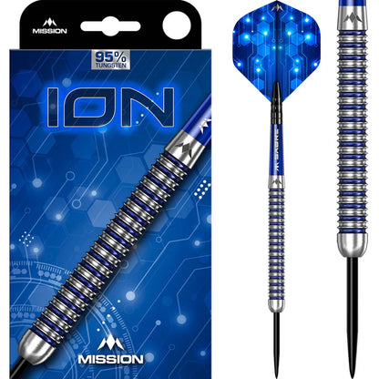 Mission ION Blue & Silver 95% Tungsten Steel Tip Dart Set