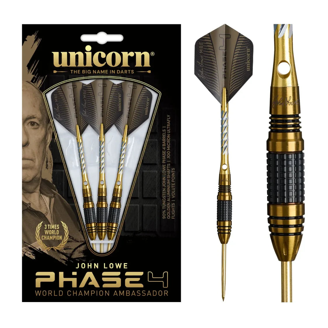 Unicorn John Lowe W/C Phase 4 90% Tungsten Steel Tip Dart Set