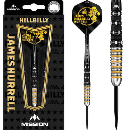 Mission James Hurrell Black PVD & Yellow 95% Tungsten Steel Tip Dart Set