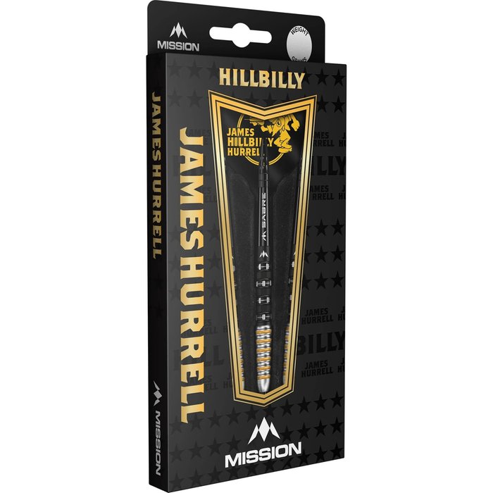 Mission James Hurrell Black PVD & Yellow 95% Tungsten Steel Tip Dart Set