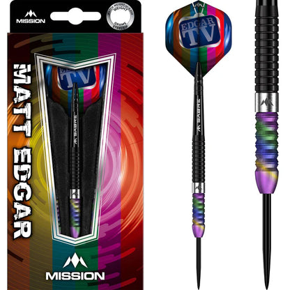 Mission Matthew Edgar Black PVD & Coral Darts 90% Tungsten Steel Tip Dart Set