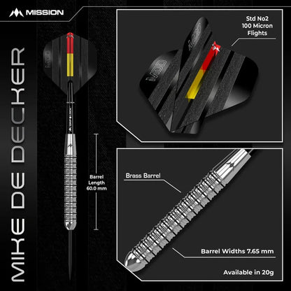 Mission Mike De Decker Silver Brass Steel Tip Dart Set