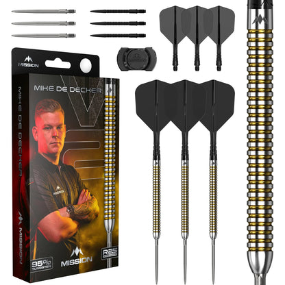 Mission Mike De Decker V2 Silver & Gold R2.5 95% Tungsten Steel Tip Dart Set