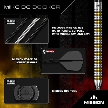 Mission Mike De Decker V2 Silver & Gold R2.5 95% Tungsten Steel Tip Dart Set