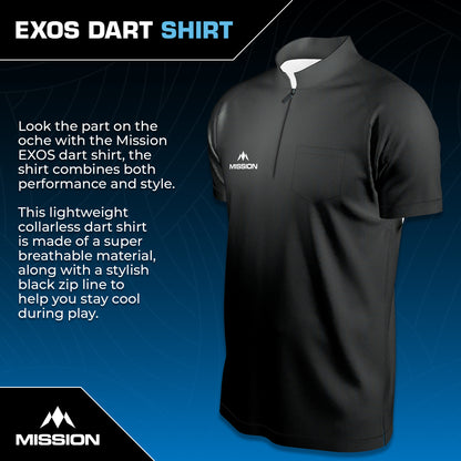 Mission EXOS Cool Collarless Black Dart Shirt