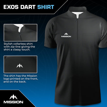 Mission EXOS Cool Collarless Black Dart Shirt