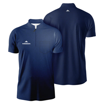 Mission EXOS Cool Collarless Navy Blue Dart Shirt