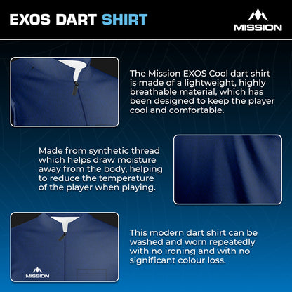 Mission EXOS Cool Collarless Navy Blue Dart Shirt