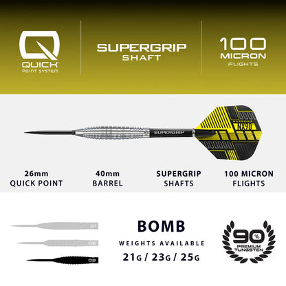 Harrows NX90 Bomb 90% Tungsten Quick Point Steel Tip Dart Set