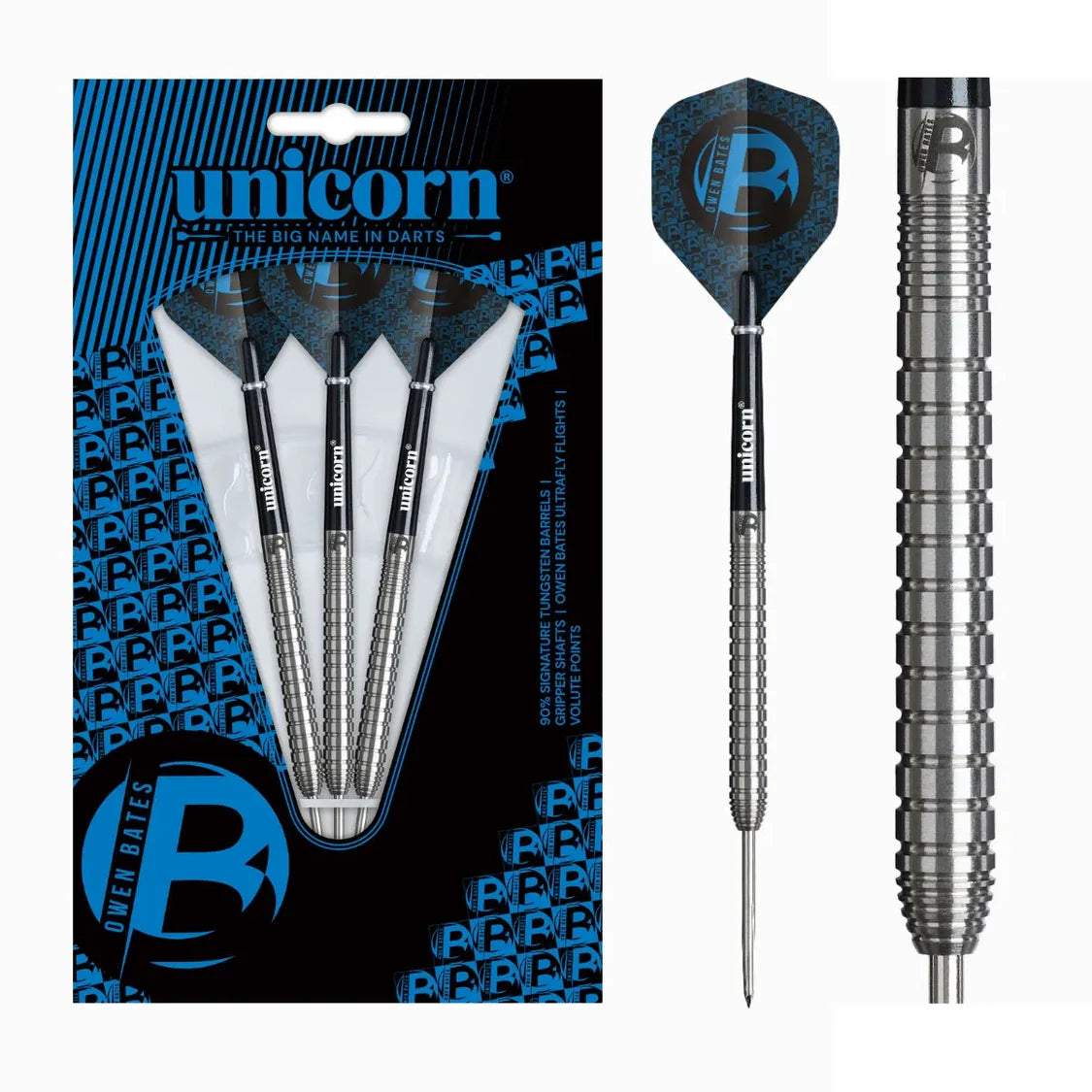 Unicorn Owen Bates 90% Tungsten Steel Tip Dart Set