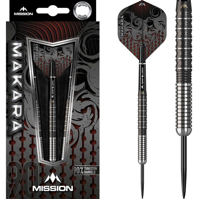 Mission Makara Darts Graphite PVD Black M1 90% Tungsten Steel Tip Dart Set