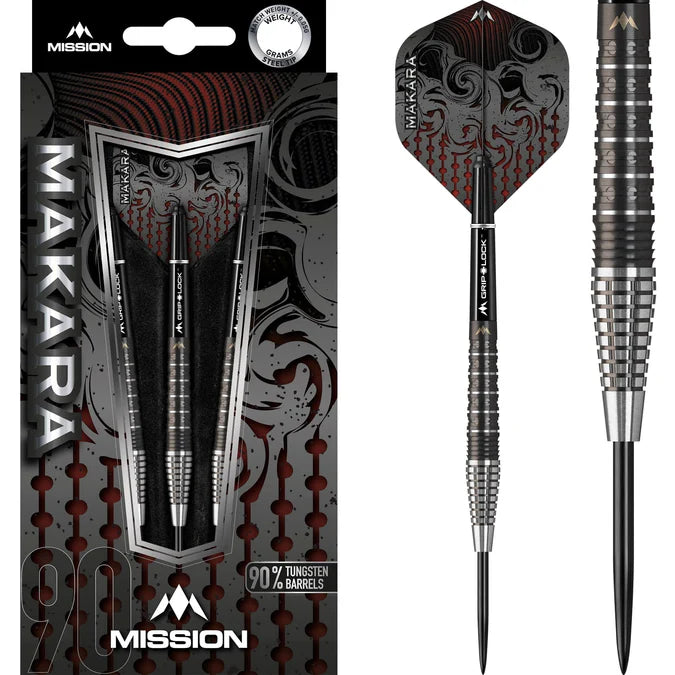 Mission Makara Darts Graphite PVD Black M2 90% Tungsten Steel Tip Dart Set