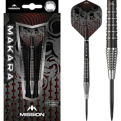 Mission Makara Darts Graphite PVD Black M2 90% Tungsten Steel Tip Dart Set