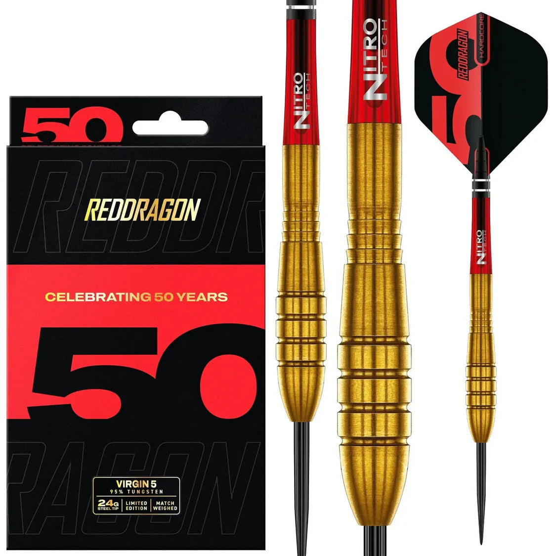 Red Dragon Golden Virgin 5 90% Tungsten Steel Tip Dart Set