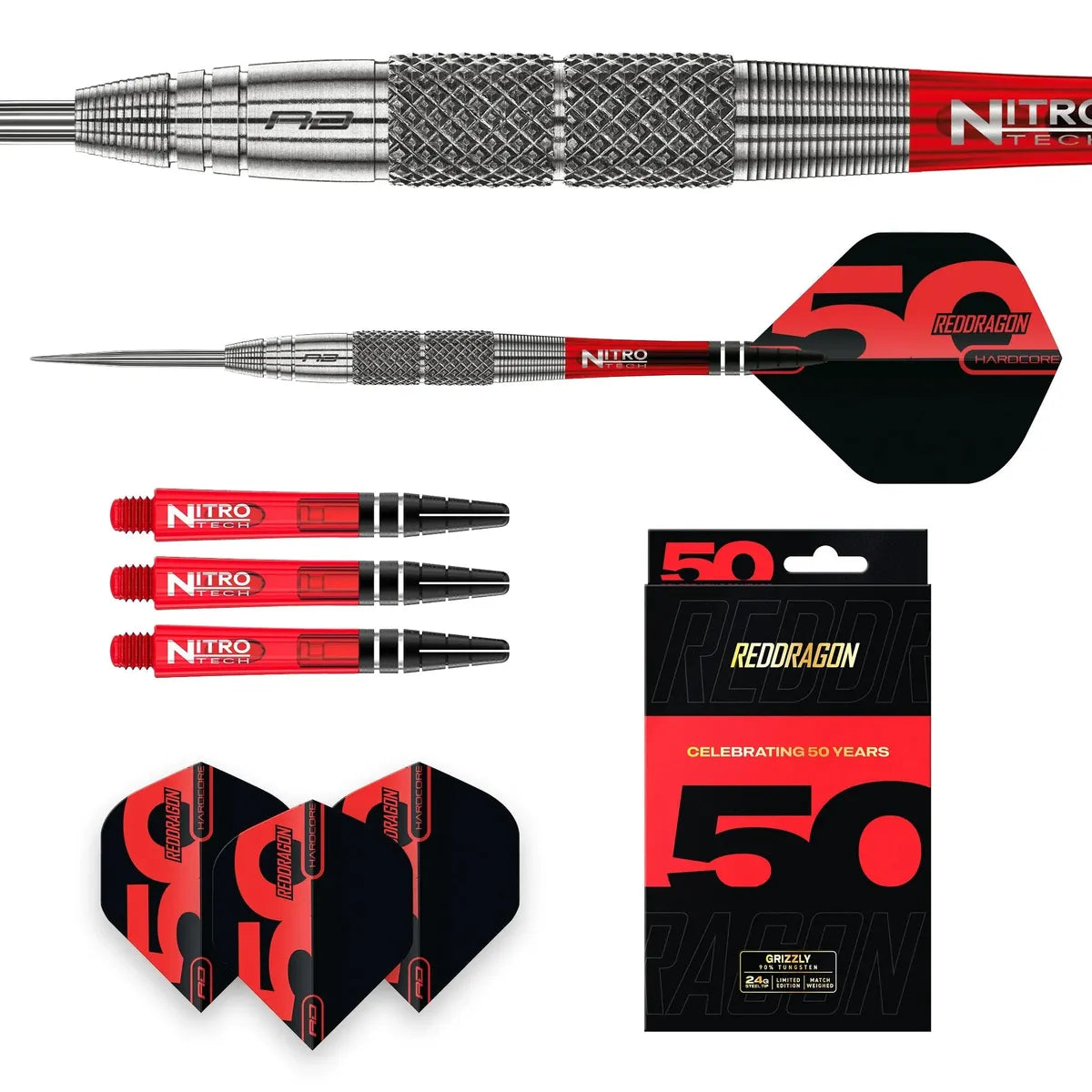 Red Dragon Grizzly 2 85% Tungsten Steel Tip Dart Set