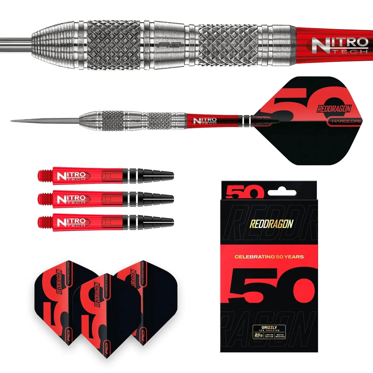 Red Dragon Grizzly 4 85% Tungsten Steel Tip Dart Set