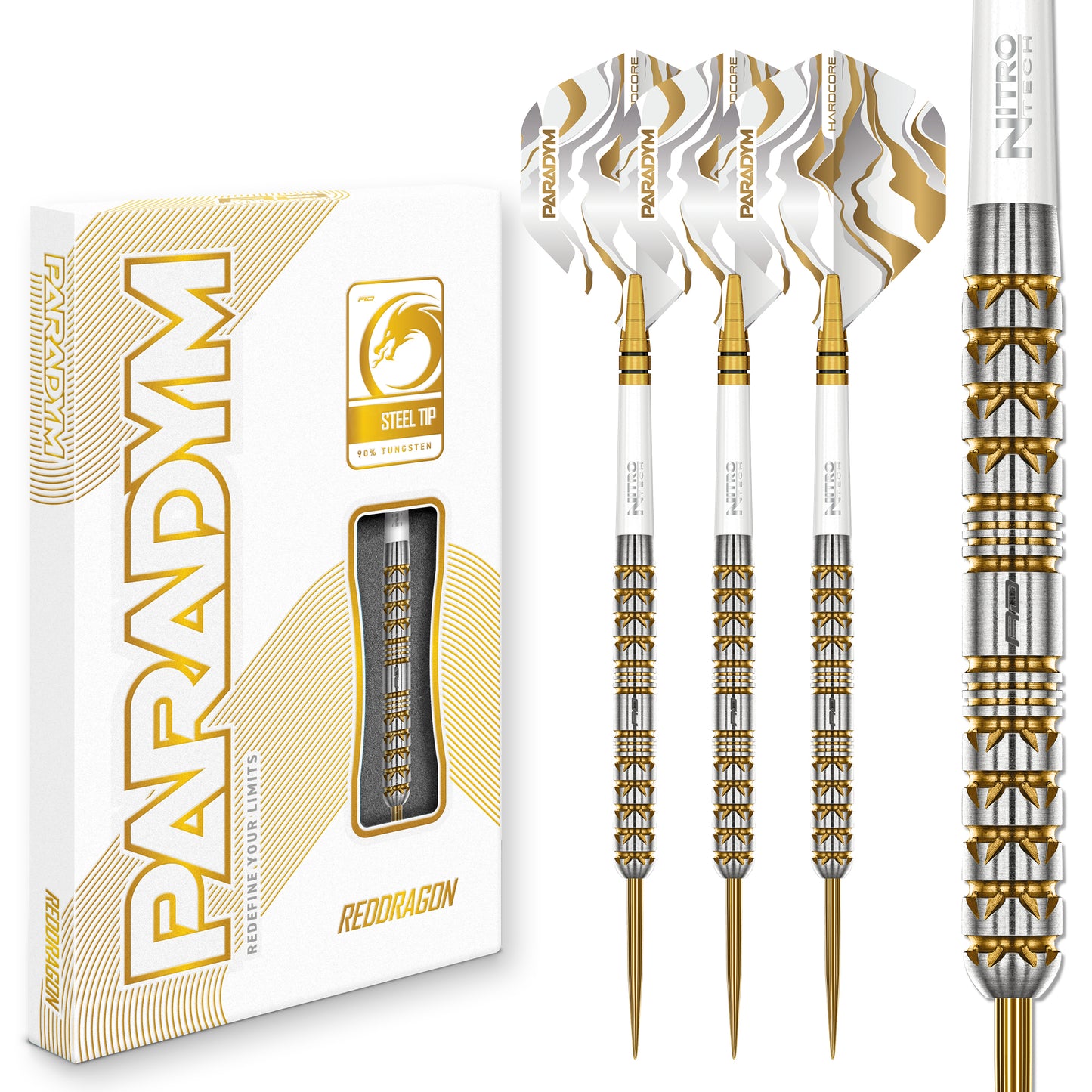 Red Dragon Paradym Gold Parallel 90% Tungsten Steel Tip Dart Set