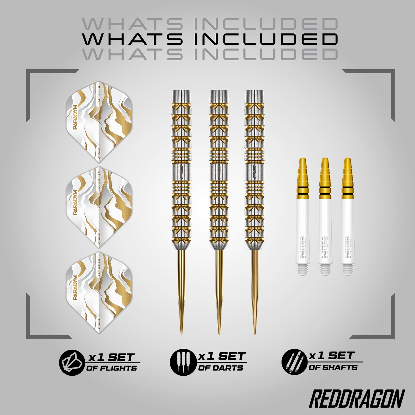 Red Dragon Paradym Gold Parallel 90% Tungsten Steel Tip Dart Set