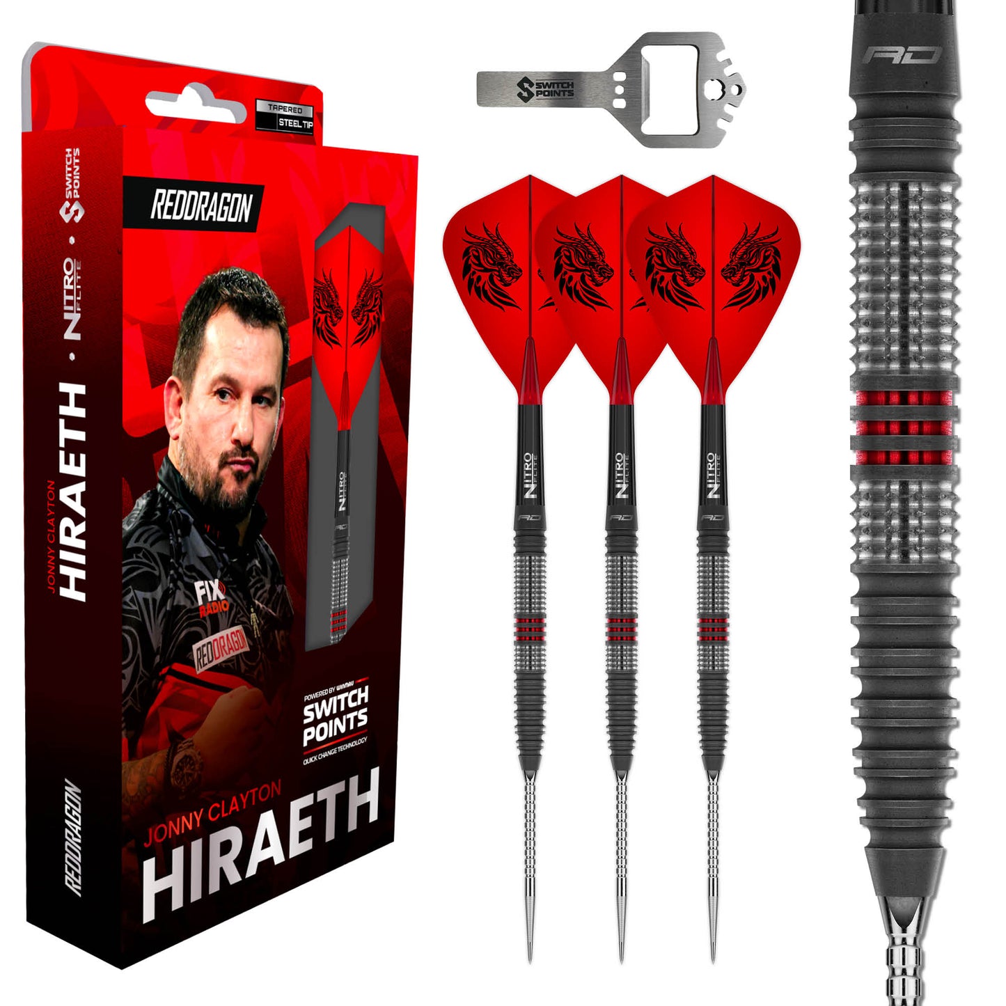 Red Dragon Jonny Clayton Hiraeth Switch Point Steel Tip Dart Set