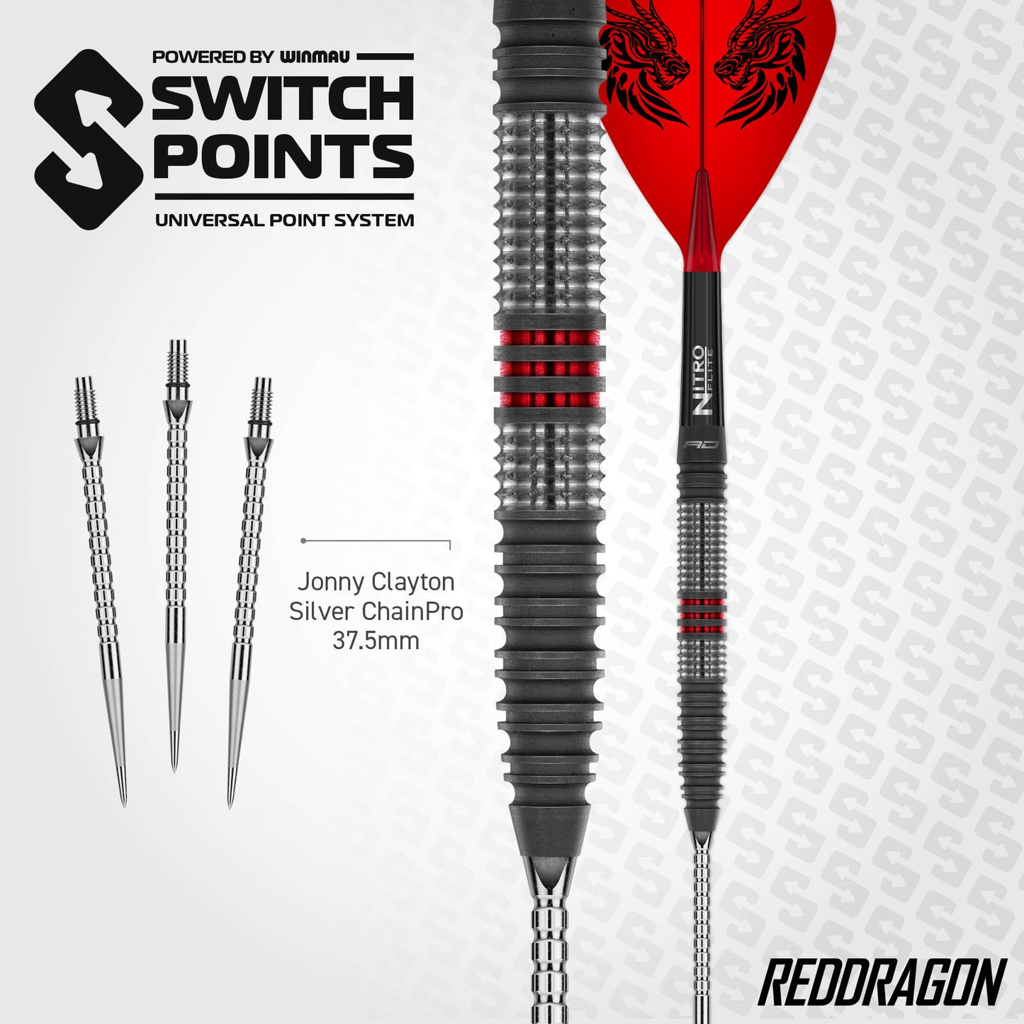 Red Dragon Jonny Clayton Hiraeth Switch Point Steel Tip Dart Set