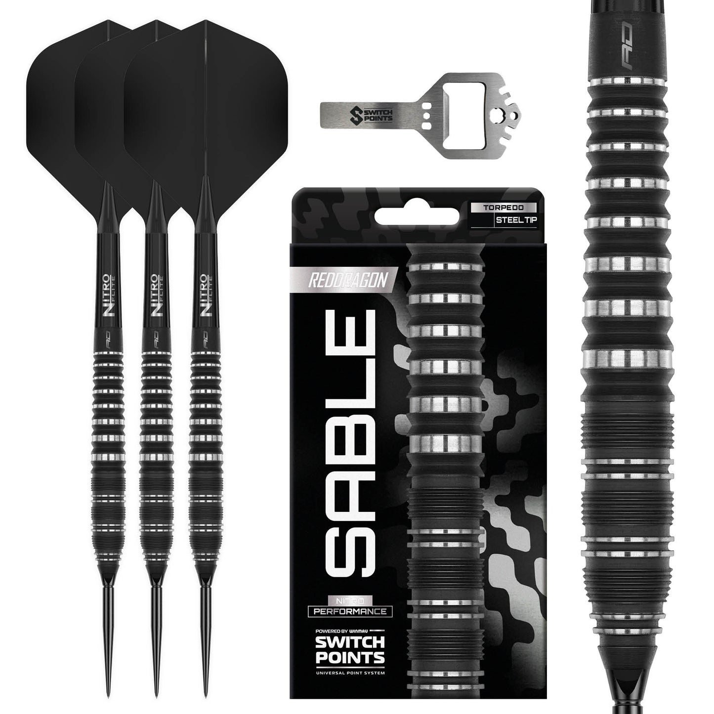 Red Dragon Sable Torpedo Steel Tip Dart Set