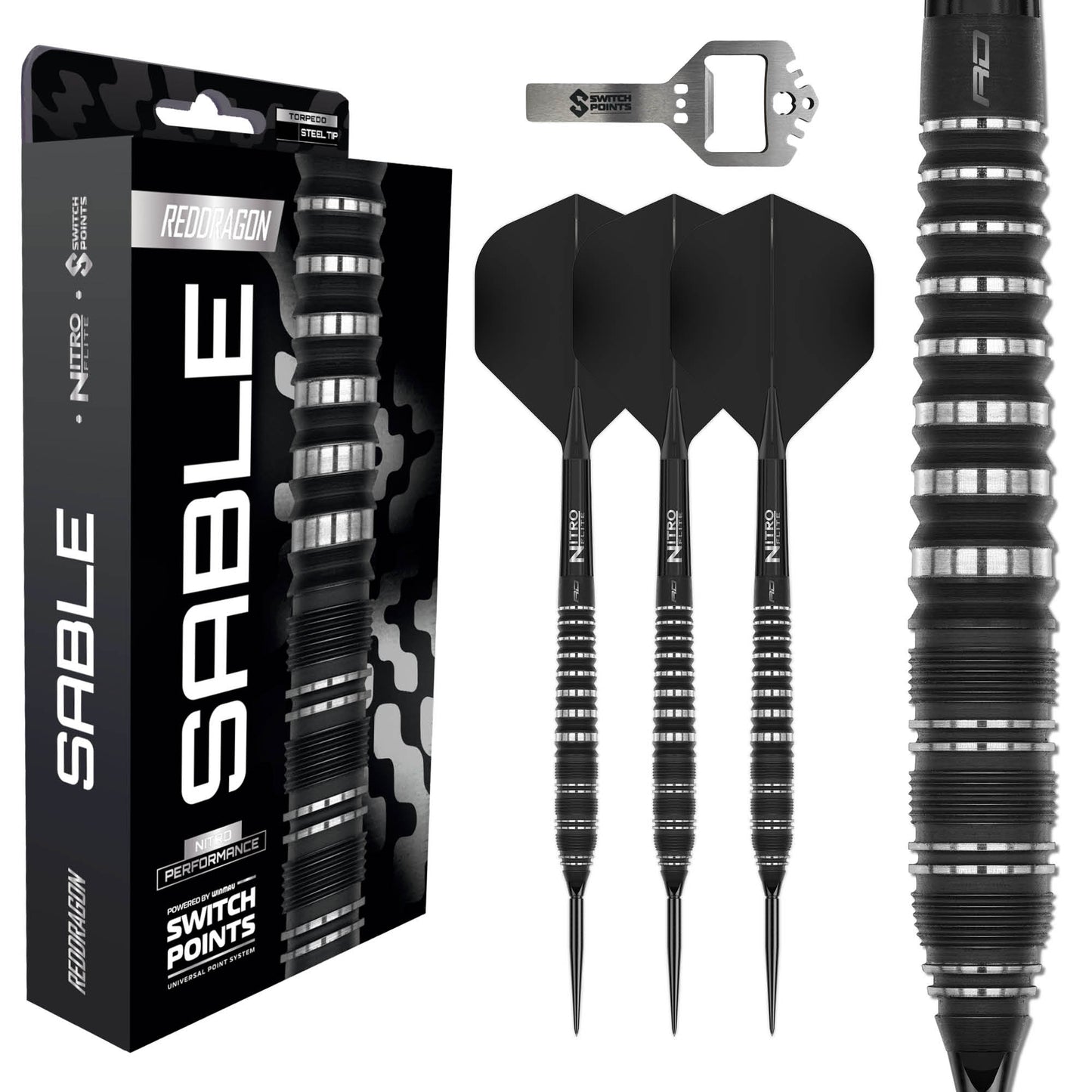 Red Dragon Sable Torpedo Steel Tip Dart Set