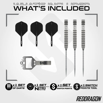 Red Dragon Gian Van Veen Tour Switch Point Steel Tip Dart Set