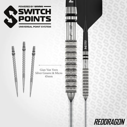 Red Dragon Gian Van Veen Tour Switch Point Steel Tip Dart Set