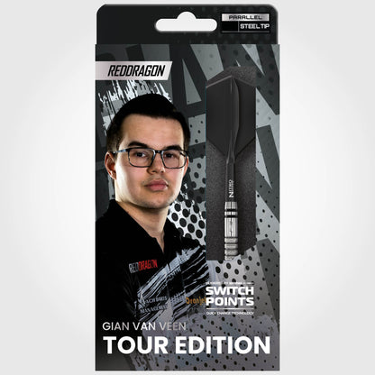 Red Dragon Gian Van Veen Tour Switch Point Steel Tip Dart Set
