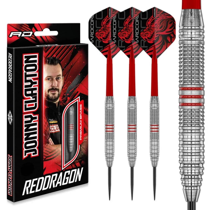 Red Dragon Jonny Clayton Brass Steel Tip Dart Set
