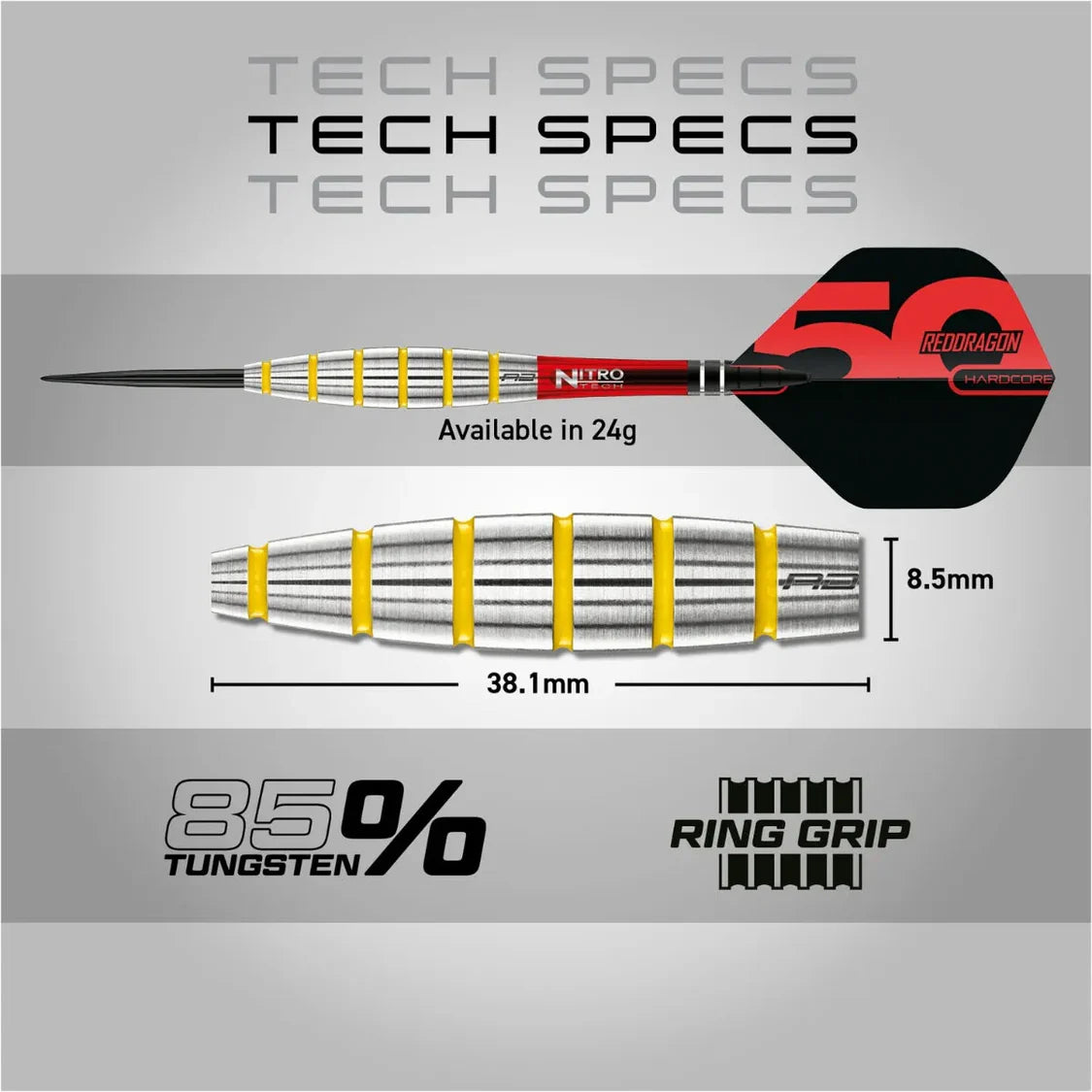 Red Dragon 50 Anniversary Chunky Stumpy 3 85% Tungsten Steel Tip Dart Set
