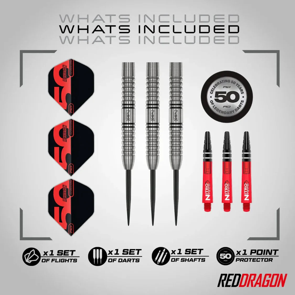 Red Dragon 50 Anniversary Penetrator 1 95% Tungsten Steel Tip Dart Set